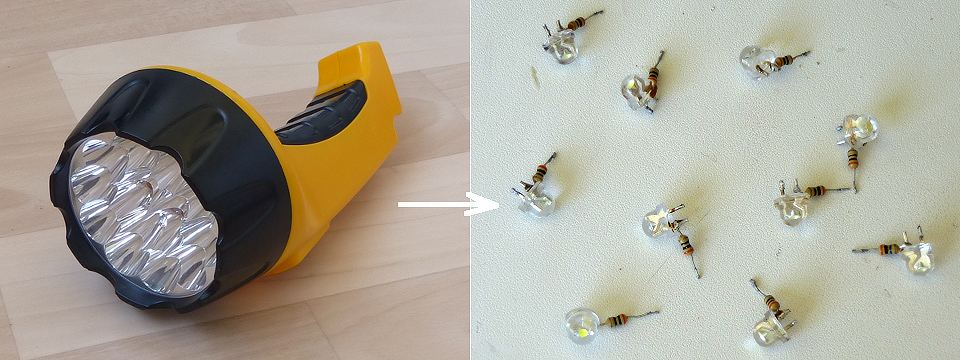 As a source of power LEDs I just have bought a suitable flashlight in  local store